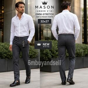Under 5'10 Mason Omni-Stretch Knit 5-Pocket Pants Charcoal 32x27 NWT